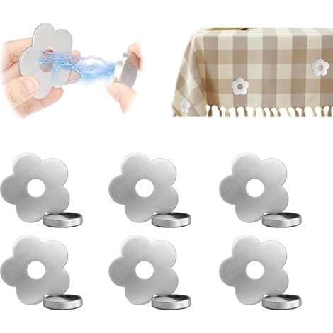 Set med 6 vindtäta dukklämmor - Blommönster - Silver - 5,9 cm