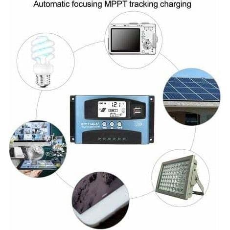 40A MPPT Solar ladekontroller, 12V 24V USB Solcellepanel Batterikontroller Intelligent Batteriregulator med LCD-skjerm (40A)