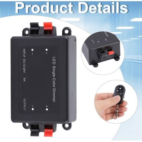 12-24V Trådløs RF Fjernkontroll - 3-knapps Dimmer for Monokrom LED-stripe, Mini Ergonomisk Design - ULISEM