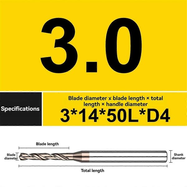 3 stk. Ekstern kjøling karbidbor Ikke-standard diameter 3,00 4,0 5,0 Solid Wolfram Intern C