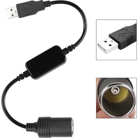 -Cigarettænderadapterkonverter, USB-port til 12V cigarettænderstikkonverterkabel