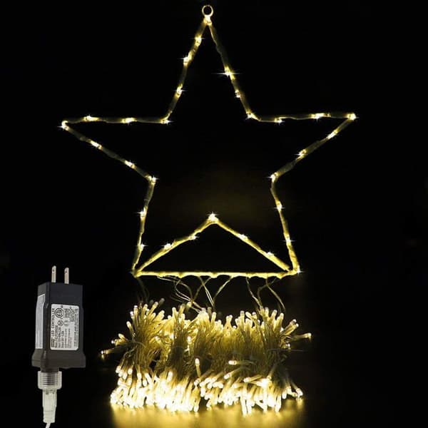 Utendørs juletrelyslenke, 317 LED, 5m, 8 moduser og vanntett (varmhvit)