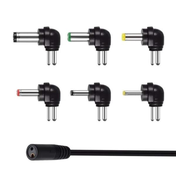 PChero Universal AC/DC Strømadapter - 6 Utskiftbare Tupper - Justerbare 3-12V Utganger - 5V 2.1A USB-port