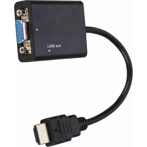 -Bærbar HDMI til VGA-adapter med 3,5 mm lyd og USB-strøm, 1080P opløsning
