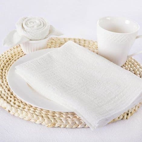 Sæt med 6 vaskbare linnedservietter til bryllupper, babyshower eller særlige begivenheder.