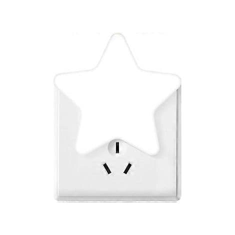 Stjerneformet LED-natlampe med stik og lyssensor, ideel til børneværelse, trappe, soveværelse, køkken.