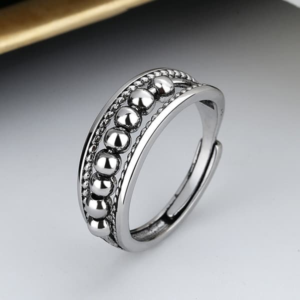 Antistressring med roterande pärlor Silver S