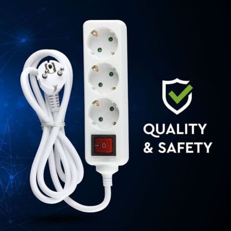 Adaptere og stikdåser - 3-vejs afbryder - Forlængerstikdåse - IP20 - Hvid - 5m ledning