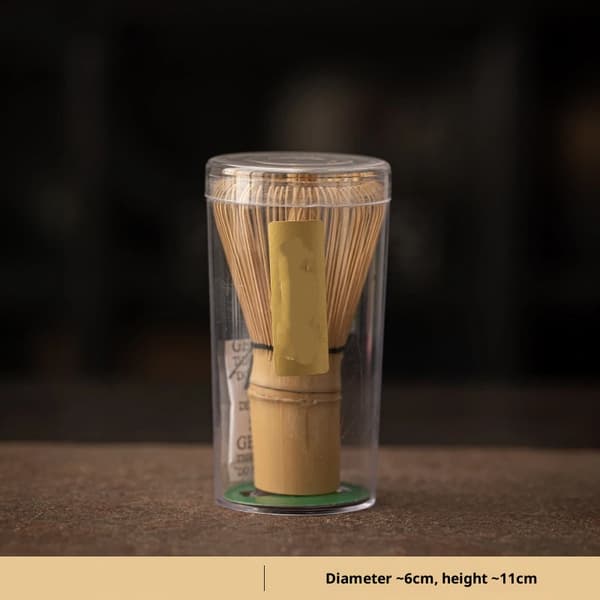 Matcha Te Bambus Piskeris og Keramisk Stativ 2-delt Sæt - Sort Holder - 1 Sæt Chasen Stativ