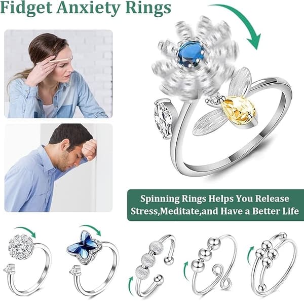 Justerbart Fidget Ringsett – Ringer i 6-pakning