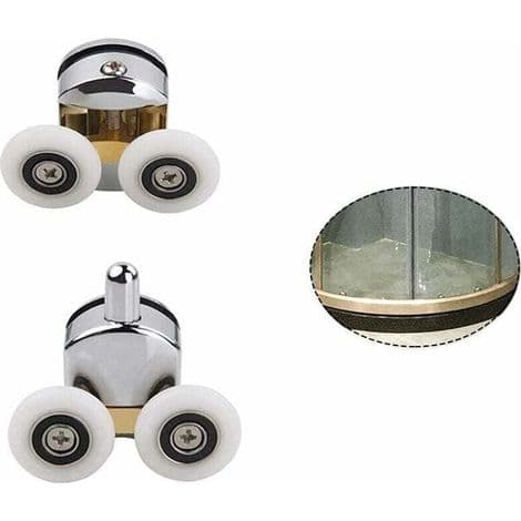 Erstatningsdobbeltruller, sett med 4, doble ruller, erstatningsfestehjul, skyvedørrull, dørrull, dusjdørruller, 23mm
