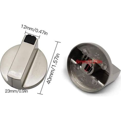 Sæt med 4 metalkontrolknapper – Ridsefast zinklegering – 6 mm akseldiameter – Til gaskomfurer og ovne