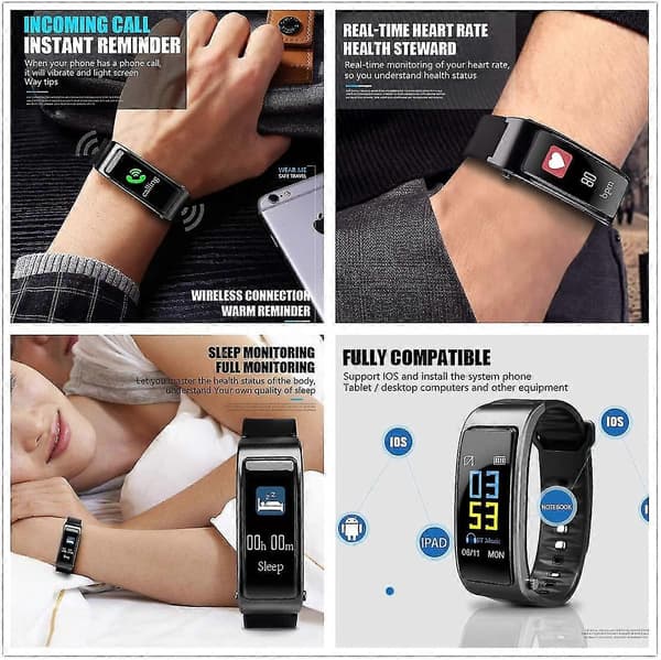 2-i-1 Smart Armbånd Bluetooth Headset Vanntett Klokke Trådløs Øretelefon