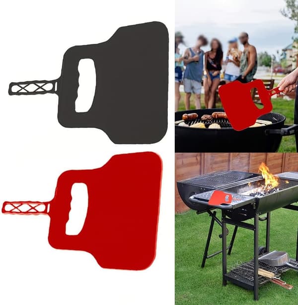 2-pak grillhåndblæsere, manuelt værktøj til hurtig antændelse og luftcirkulation, grilltilbehør til udendørs madlavning (sort)