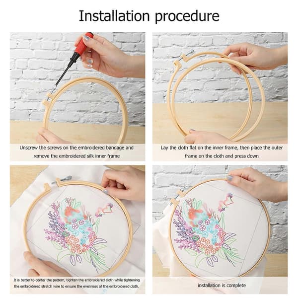 Jule-DIY-broderisæt med broderiramme, håndsy-sæt og nålepunkt-sæt til begyndere
