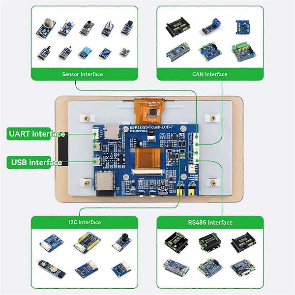 ESP32 S3 No Touch LCD 7 Tum Kapacitiv Skärm 800x480 Utvecklingskort Xtensa LX7 WiFi BT