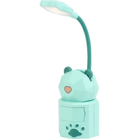 USB tegneserie nattlys, oppladbart LED nattlys, grønn bjørneform, leselys for studenthybler