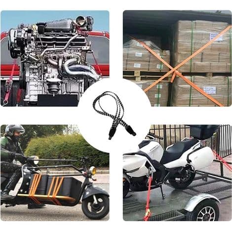 Elastiske bagagestropper, 4 stk. elastiske bungee-snore med robuste kroge, elastiske cykelstropper, flade elastiske bungee-snore med kroge til motorcykelhjelm