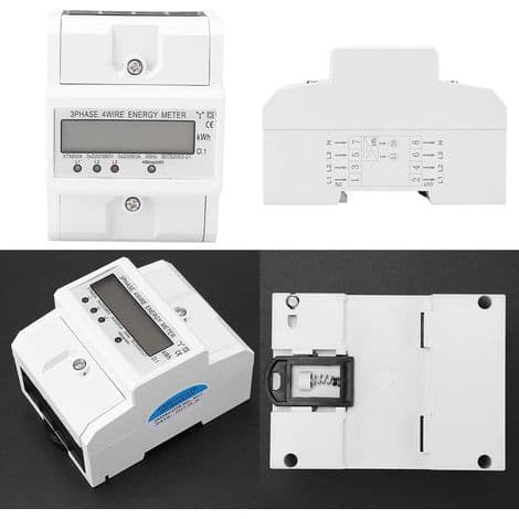 Trefas 4-ledare 80A elmätare – 3 x 20 digital LCD – DIN-skenmontering – Klass 1 noggrannhet IEC62053