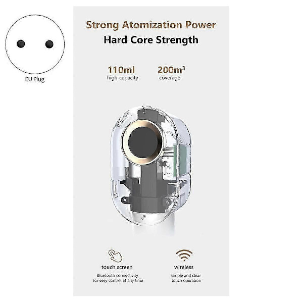 Eterisk olja aromaterapi för kontor hem bärbar elektrisk aromspridare Bluetooth-kontroll (Svart) bs