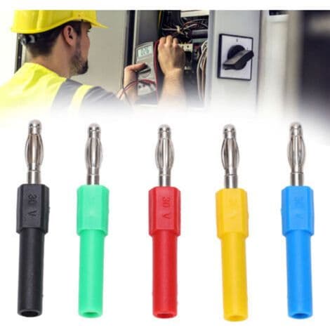 Bananstikforbindelse 5 stk./sæt J.20012, 4 mm han til 2 mm hun adapter til multimeter
