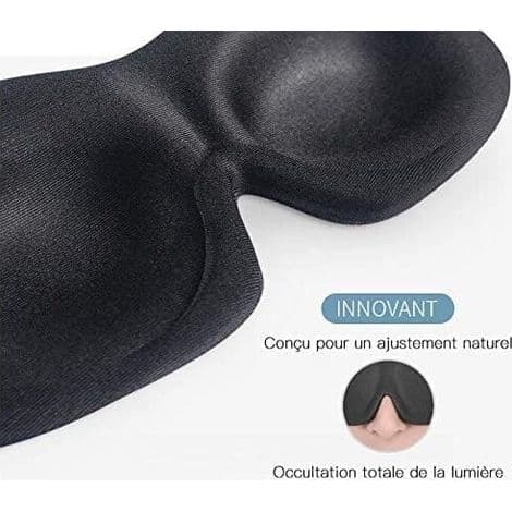3D anti-lys sovemaske for menn og kvinner (svart)