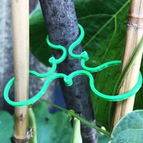 200 stycken stora trädgårdsklämmor - Vridbara växtstödringar för klätterväxter - Plasttomatsklämmor