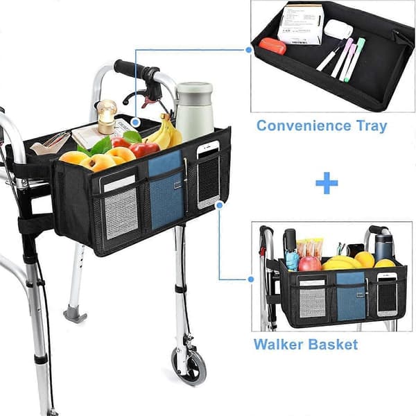 Walker Kurv til Sammenklappelig Rollator, Stor Opbevaringskurv til Rollator, Rollator Tilbehør