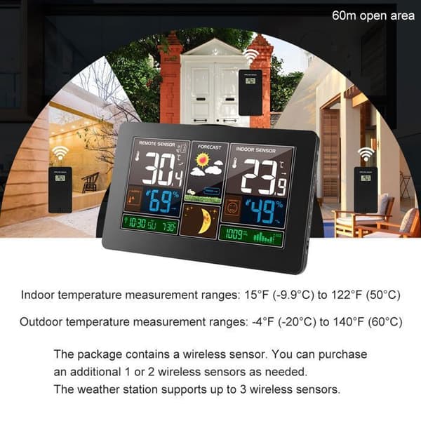 Vejrstation - QJRRX - Digital - Termometer - Hygrometer - Vejrudsigt