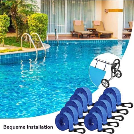 Pool Solaröverdrag Fästkit, 10-delars Solaröverdragsremkit, Solaröverdragsrulle, Fästremmar, Klämmor, för Poolöverdrag