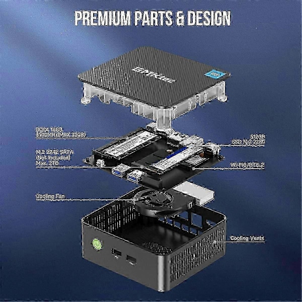 Kompakt Stationär Dator G3 Mini PC med N150 WiFi 8GB DDR4 RAM 512GB SSD Bluetooth 5.2 och US Strömkontakt Idealisk för Kontor och Gaming