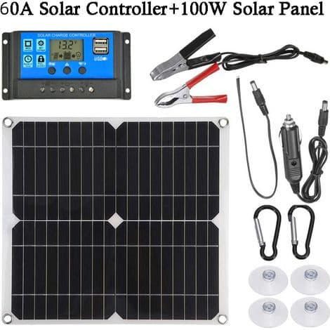 100W 60A 12V Solcellepanelsett Batteriladekontroller