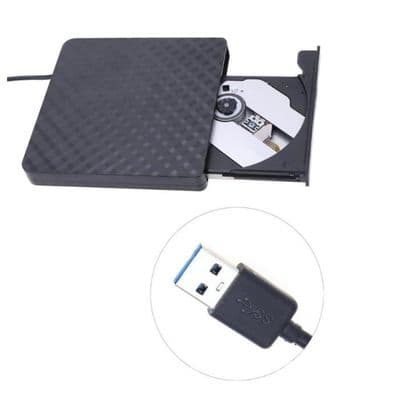 Juce® Extern USB 3.0 CD/DVD-enhet, bärbar brännare för bärbara datorer, kompatibel med Windows 98/ME/2000/XP, Mac OS 8.6/Win7 (svart)