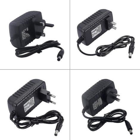 12V AC-adapter (1A, 2A, 3A, 4A, 5A, 6A, 8A, 10A) for LED-strips, sikkerhetskameraer, rutere, 5,5 x 2,1-2,5 mm hannkontakt