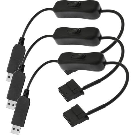 5V til 12V USB PC-blæser strømkabel, USB til 3-benet og 4-benet kabinetblæserkabel, USB til 4-benet Molex blæseradapterkabel med afbryder