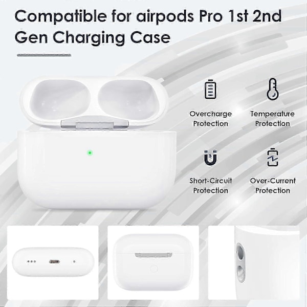 Kompatibel med AirPods Pro 2:a generationens laddningsetui, trådlöst laddningsetui ersättning för AirPod Pro-etui, stöd för Bluetooth-synkroniseringsknapp