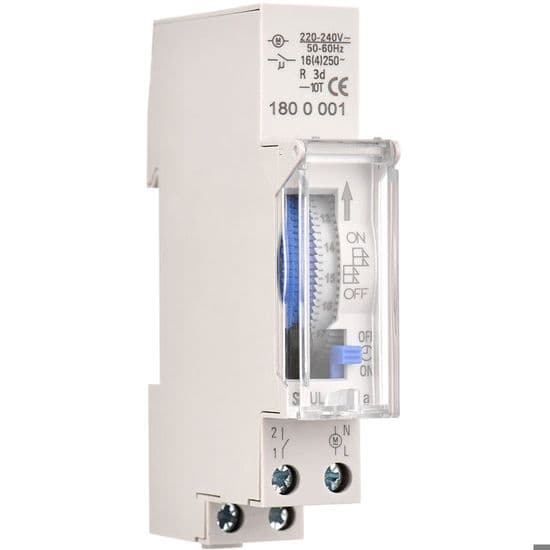 24-timers mekanisk timer, 15-minutters minimumstimer, indbygget batteri, SUL180a AC220-240V Grå