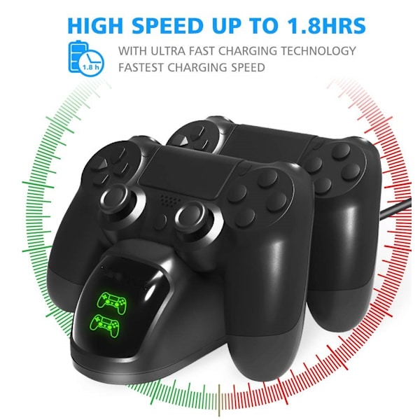 Dobbelt ladestation til to PS4/PS4 Slim/PS4 Pro controllere