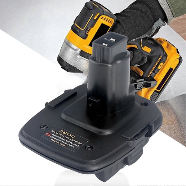 DM18D Batteriadapter Lätt att Bära Enkel Installation USB-Port Design 20V till 18V Batteriadapterkontakt för DeWALT 20V Batteri QinHai