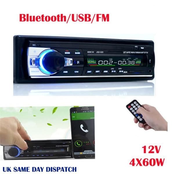Letouch Bluetooth bilradio 12V 1Din MP3 bilstereoafspiller understøtter FM-USB-SD-AUX-Bluetooth -HB065