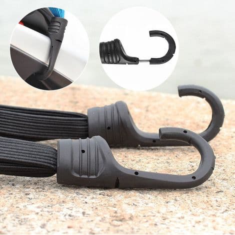 Elastiska Bungee-snören med krokar, Motorcykel Elastisk Rem, Bagagerem, Hjälmrem, Svarta Elastiska Bungee-snören, Motorcykelrem etc. (60 c