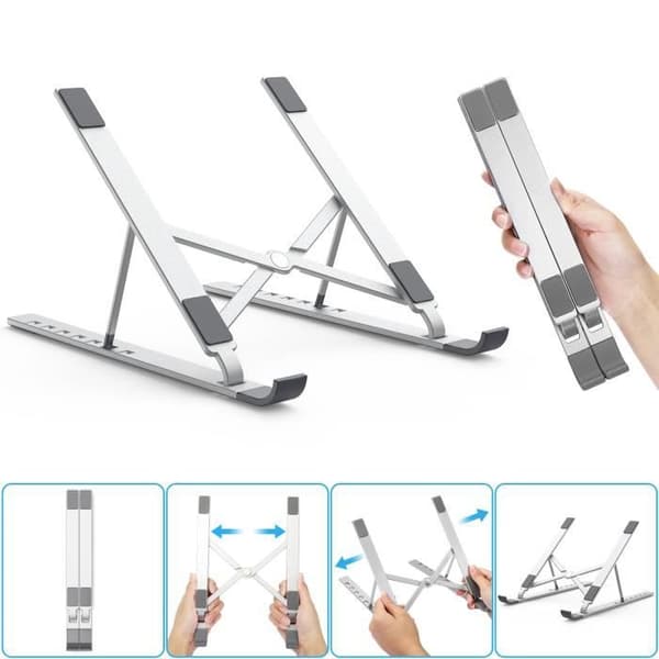 Bærbar computerstander - Cheflaud - Justerbar - Ventileret - Aluminium - 11-15,6 tommer