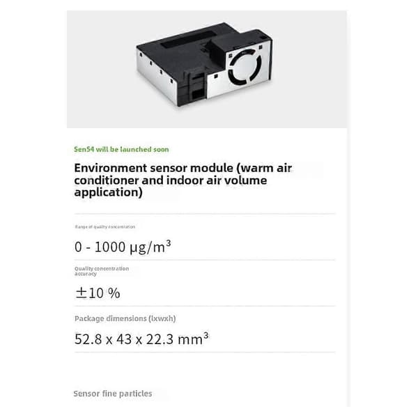 SEN54 Miljøsensor Modul for HVAC og Innendørs Luftkvalitetsapplikasjoner