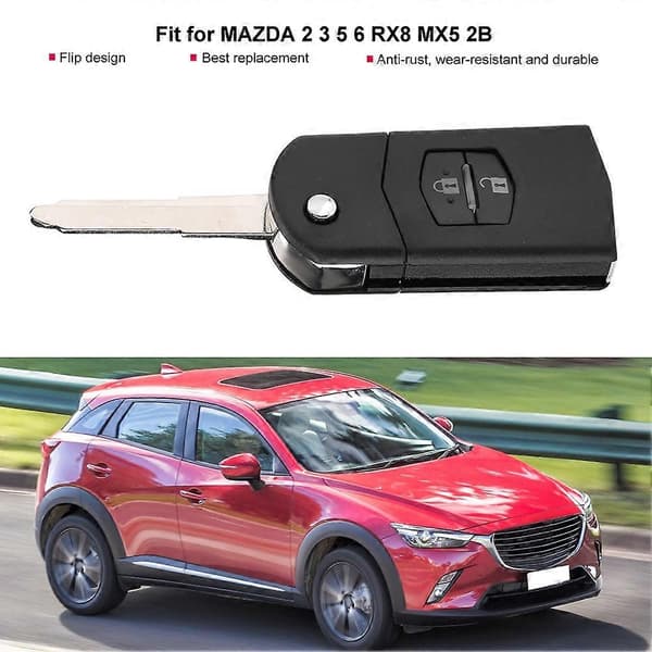 Fällbart 2-knapps fjärrnyckelfodral passar för MAZDA 2 3 5 6 RX8 MX5 2B