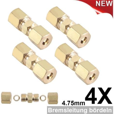 Ulisem Förpackning med 4 Bromskabelanslutningar för Bromsledning - 4,75 mm - Galvaniserad Koppar