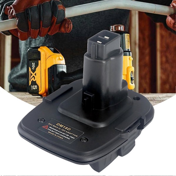 DM18D Batteriadapter Lätt att Bära Enkel Installation USB-Port Design 20V till 18V Batteriadapterkontakt för DeWALT 20V Batteri QinHai