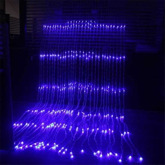 Blå - 3x3m 320LED - EU-stik 220V - LED-lyskæder til jul, gardin, vandfald og regneffekt