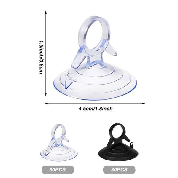 Sugekopper - 60 Stykker - PVC - 45mm - Genanvendelige - Gennemsigtige og Sorte