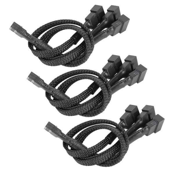 Radiator Køleventilator Splitter Strømadapterkabel - 3 stk, 3-port, 4p til 4pin Kabelledning