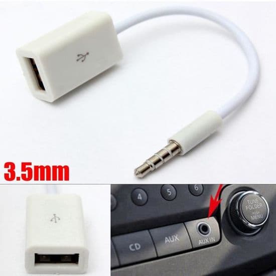 3,5 mm AUX hanstik til USB 2.0 hun bil MP3-adapterkabel